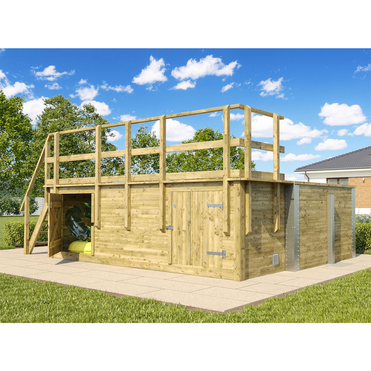 Weka Pool Rechteckig Größe 2 b 401,5 x 641,5 cm inkl Technikraum/Sonnendeck und FilteranlageFolie blau 0,6 mm Bild 3