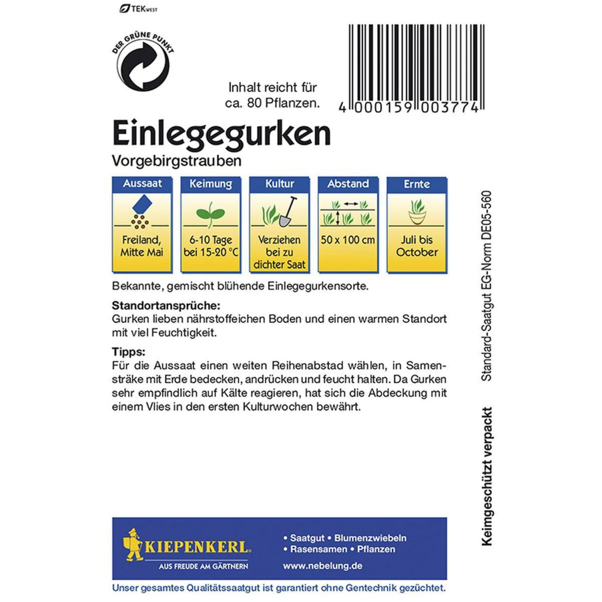 Kiepenkerl Einlegegurken Vorgebirgstrauben verschiedene Sorten Bild 2