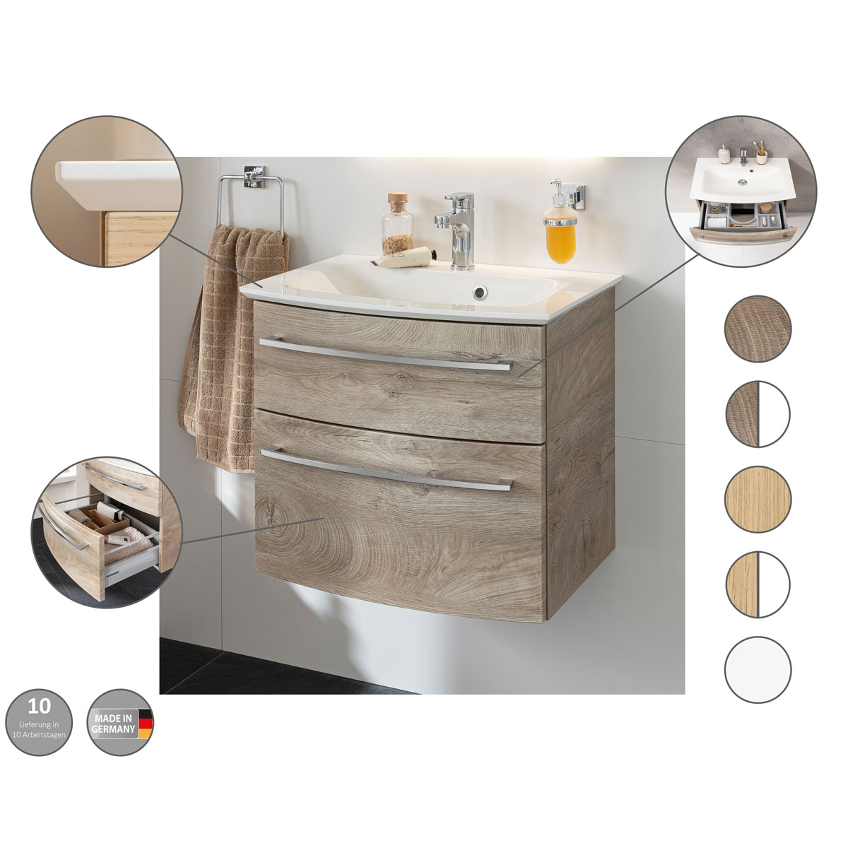 Fackelmann  Waschtisch-Set B.Style 632 x 543 x 460 mm Sandeiche Bild 5