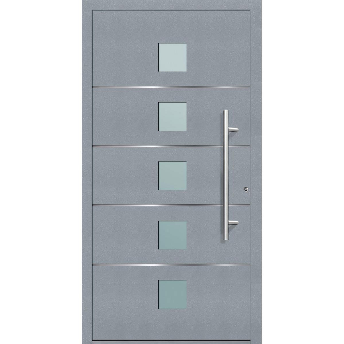 Aluminium Sicherheits-Haustür Triest Exklusiv 75 mm grau 110 x 210 cm Anschlag rechts inkl Griffset