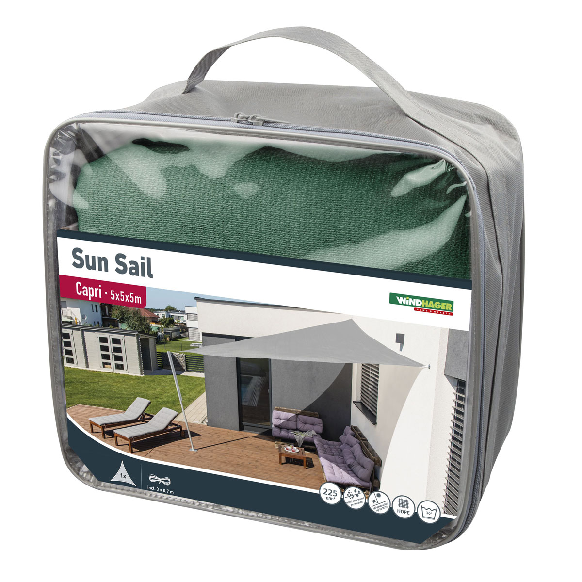 Dreieck-Segel Capri 5 x 5 x 5 m olive Bild 3