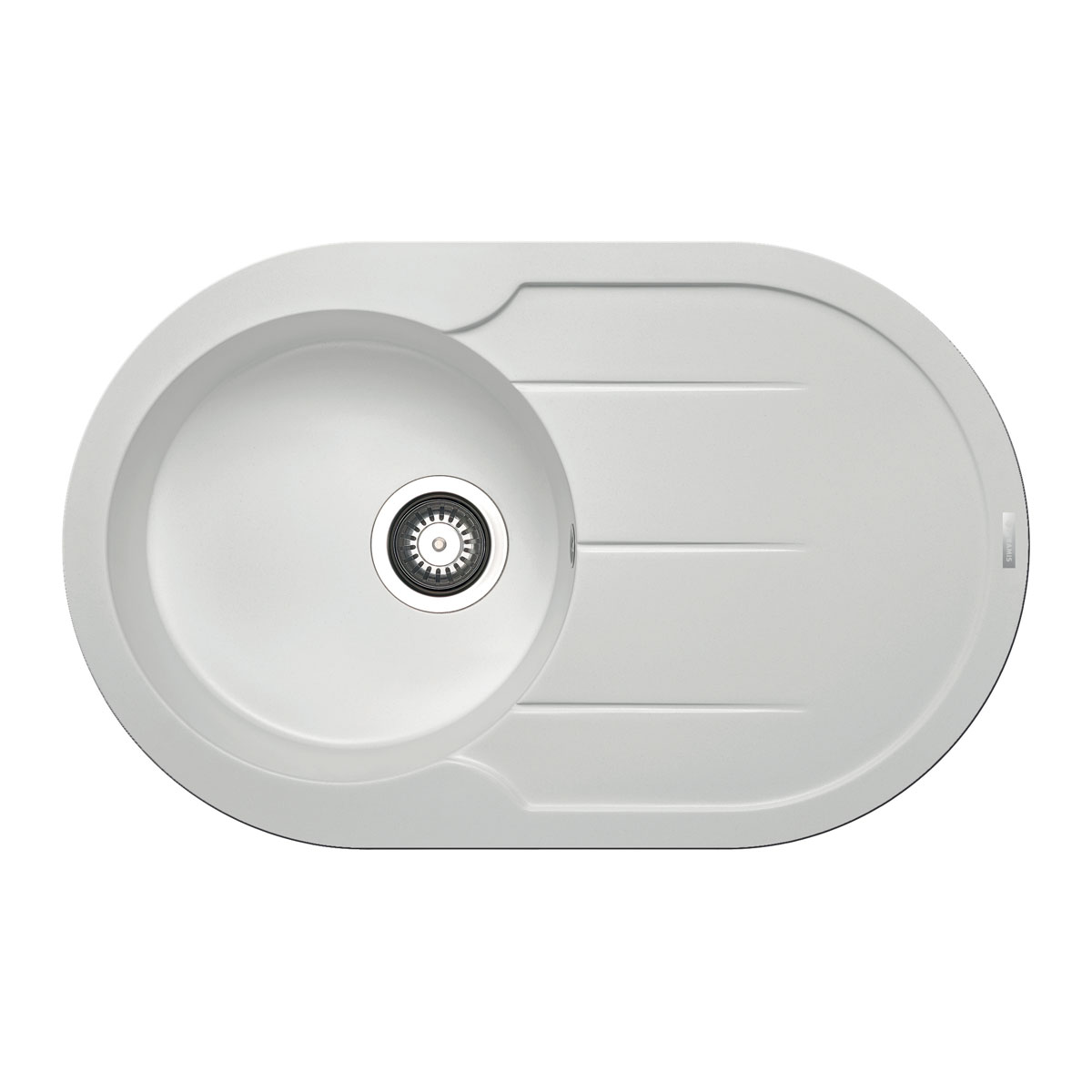 Pyramis  Einbauspuele ALAZIA ROUND 78 x 49 cm 1B 1D Granit Snow