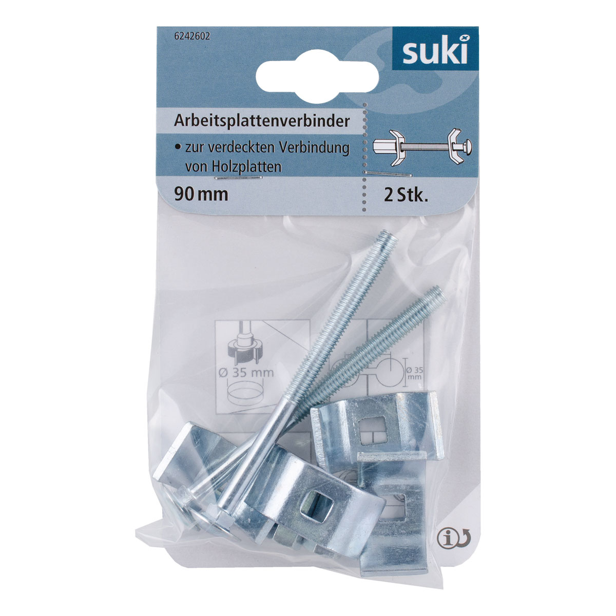Suki Arbeitsplattenverbinder M6 x 90 mm 2 Stück Bild 1