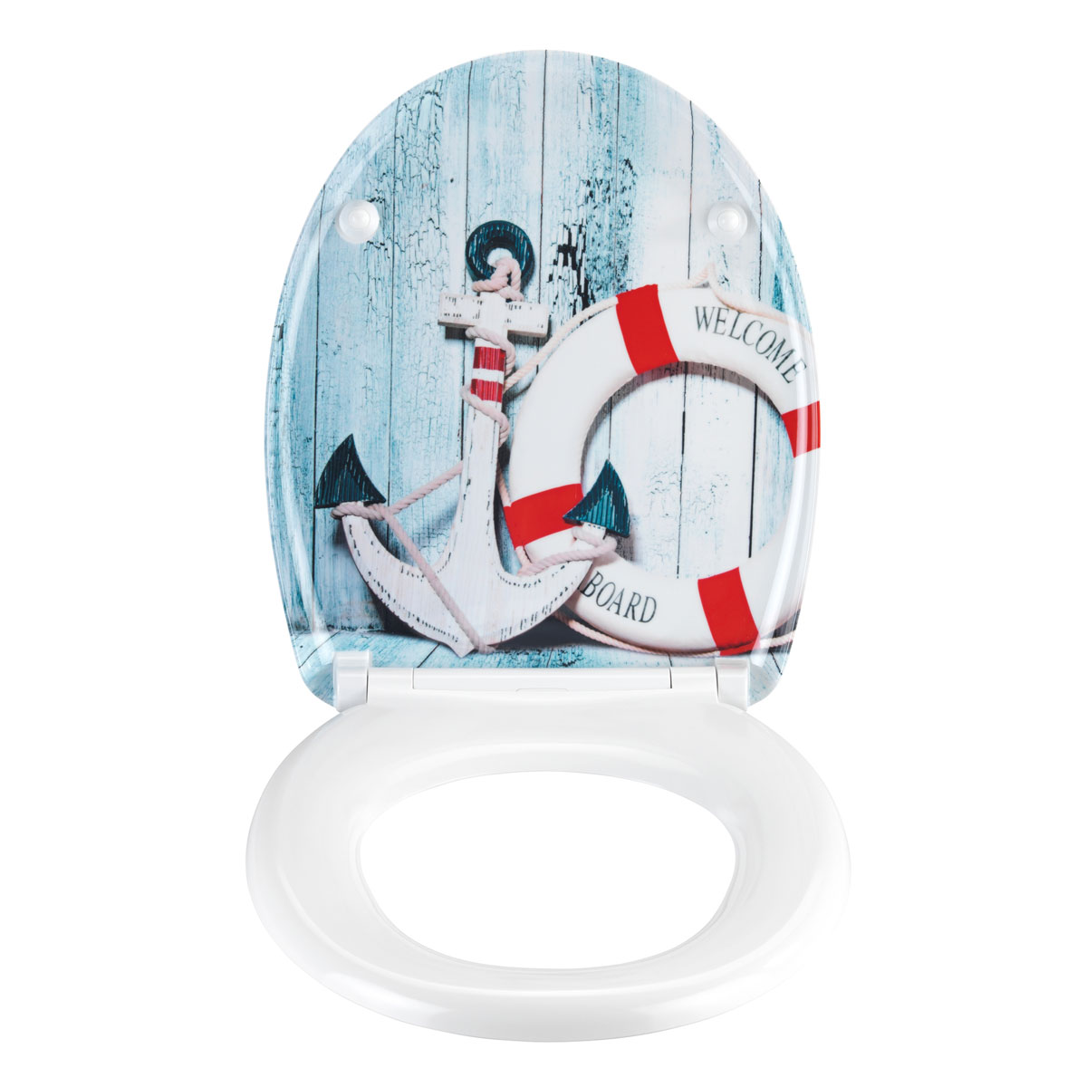 Wenko  WC-Sitz Duroplast Welcome board Schnellbefestigung aus rostfreiem Edelstahl antibakterieller Duroplast Bild 2