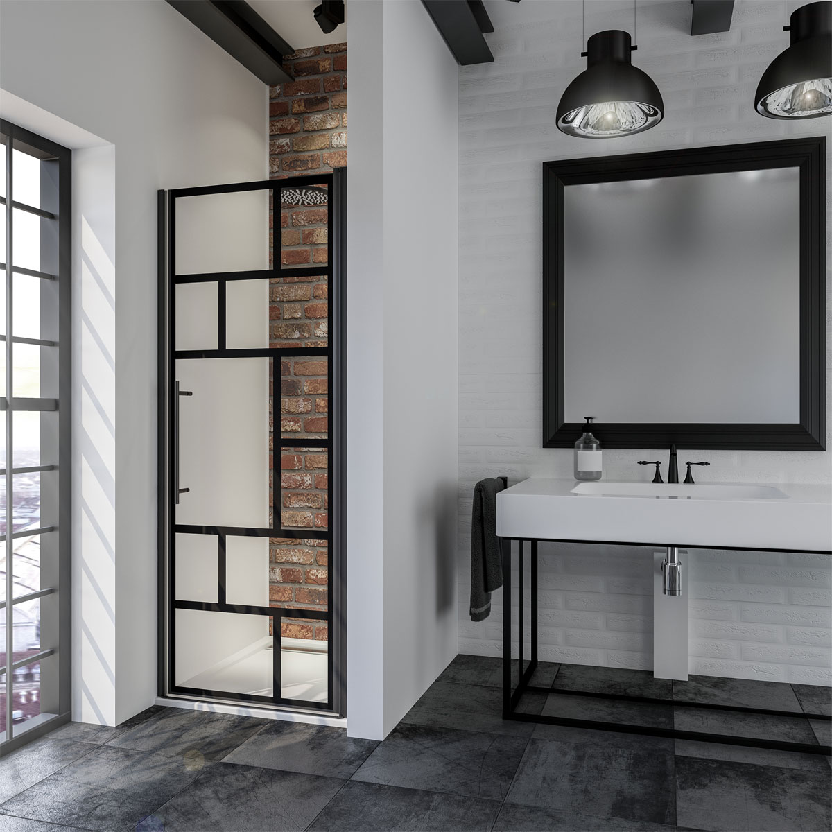 Schulte Drehtür in Nische BlackStyle mattschwarz BxH 80 x 192 cm