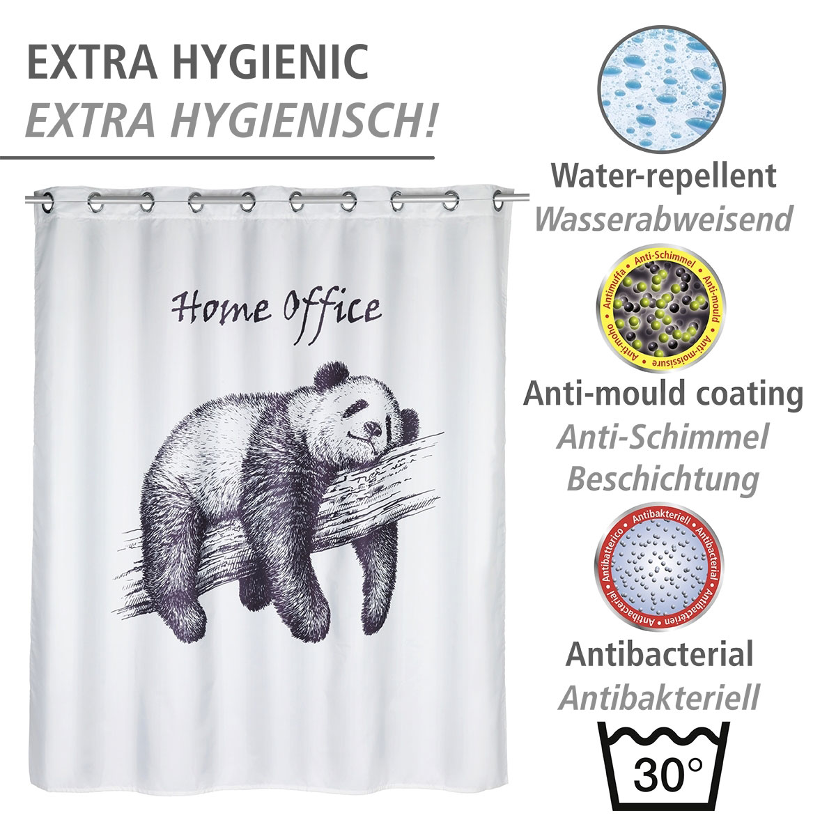 Wenko  Anti-Schimmel Duschvorhang Home Office Flex Textil Polyester 180 x 200 cm waschbar Bild 3