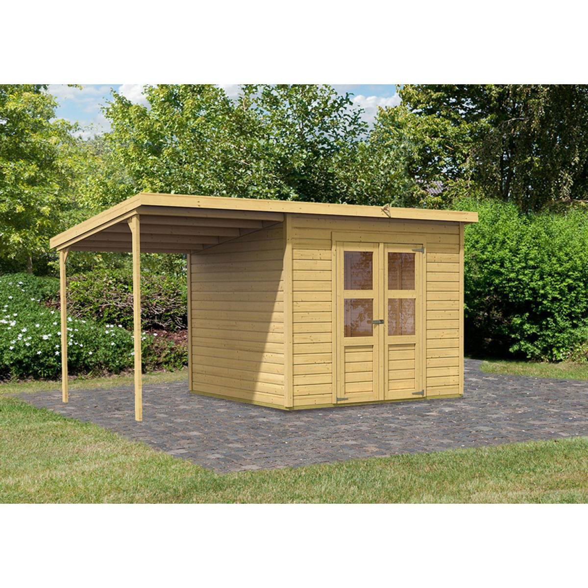 Karibu Gartenhaus-Set Merseburg 6 naturbelassen