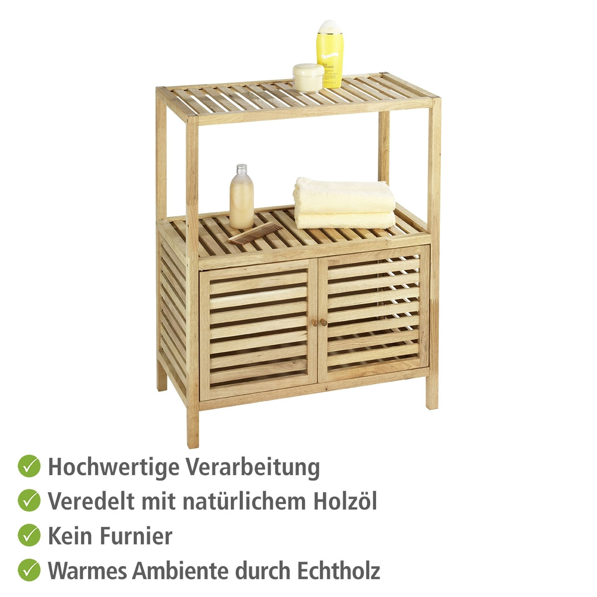 Wenko  Regal Norway mit 2 Türen aus Walnussholz massives Walnussholz Bild 3