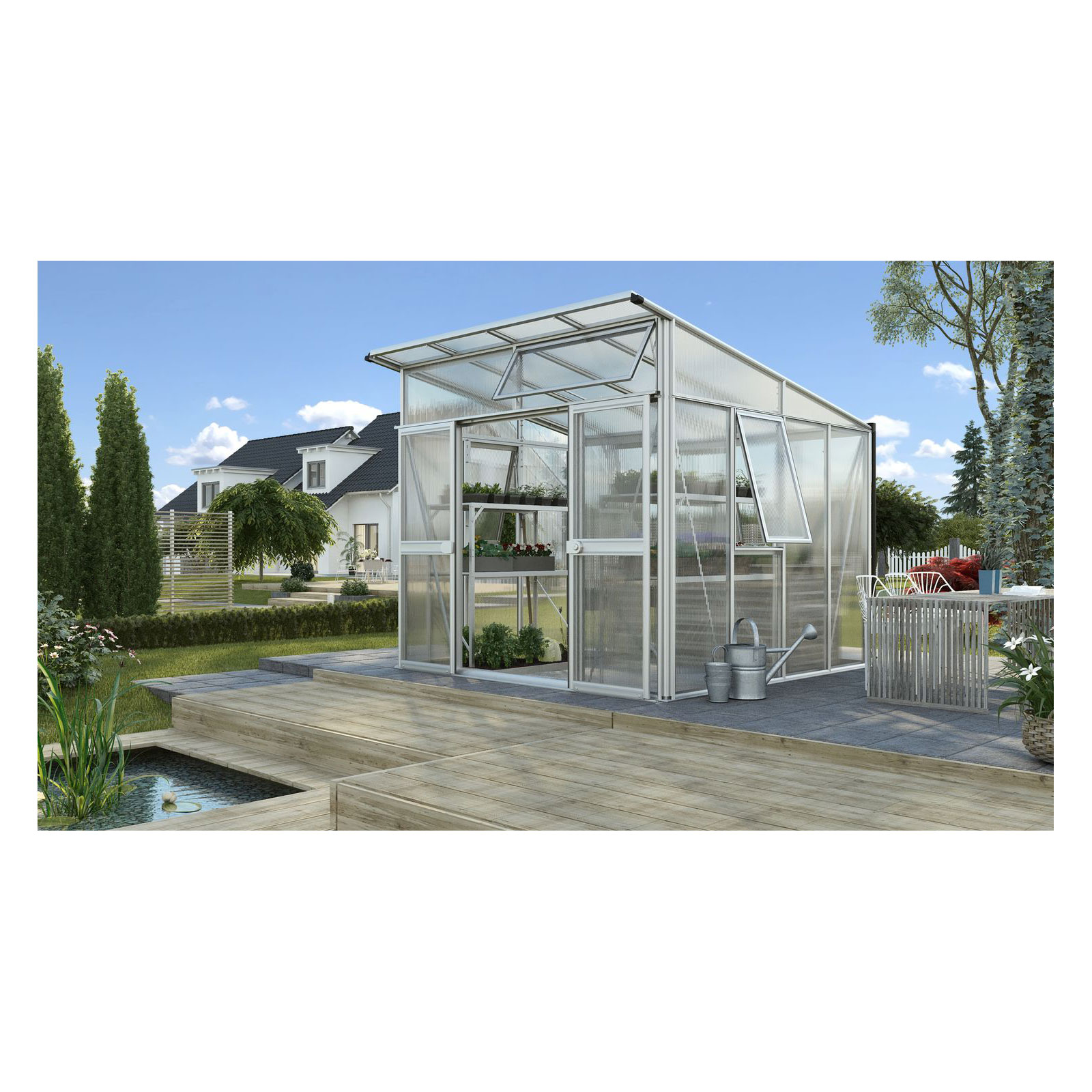 Vitavia Gewächshaus Aura 7800 7,8m² 10 mm Hohlkammerplatten silber