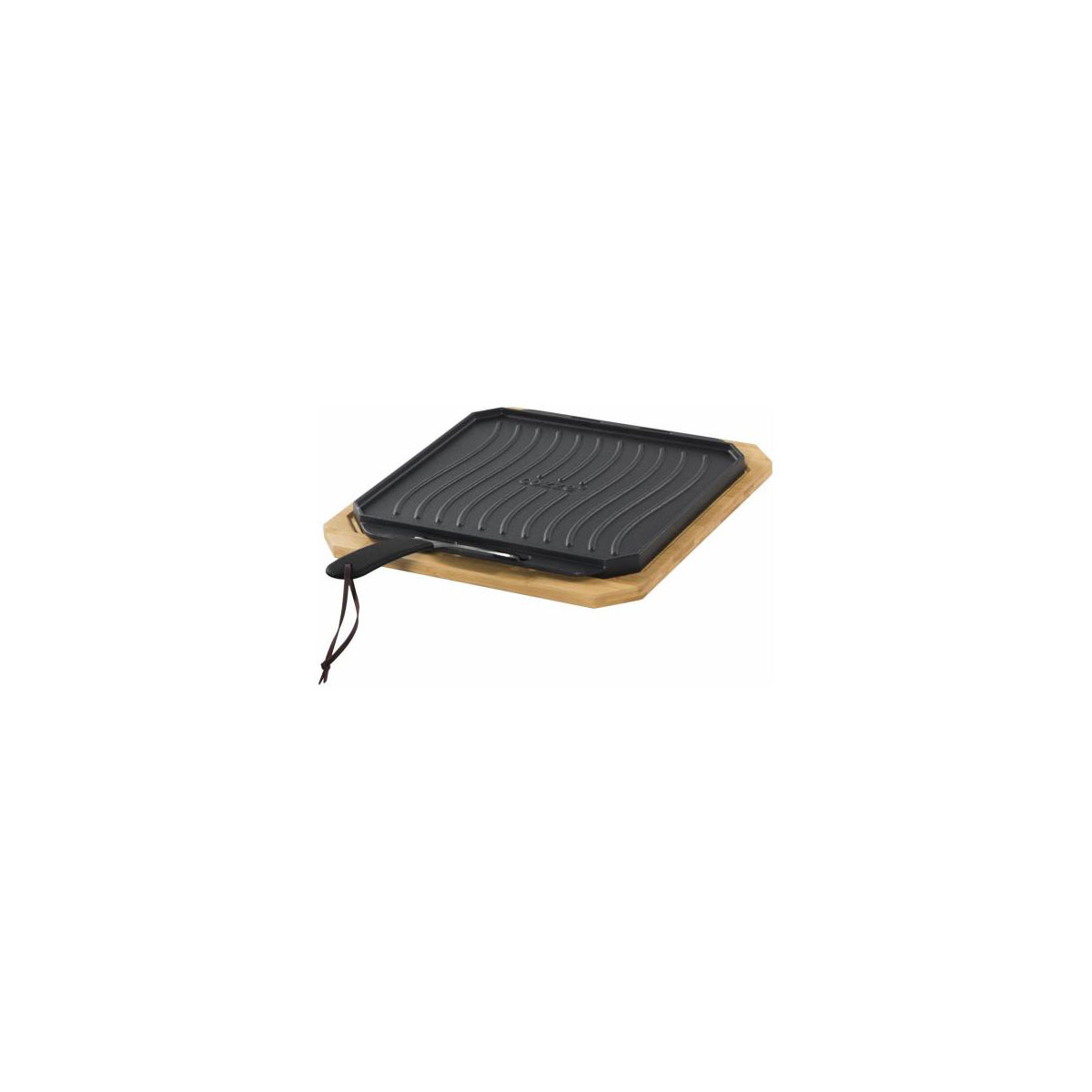 COZZE  Steakpfanne gusseiserne Pfanne mit Servierbrett 33 x 33 cm wendbare mit glattern/gerilltem Boden