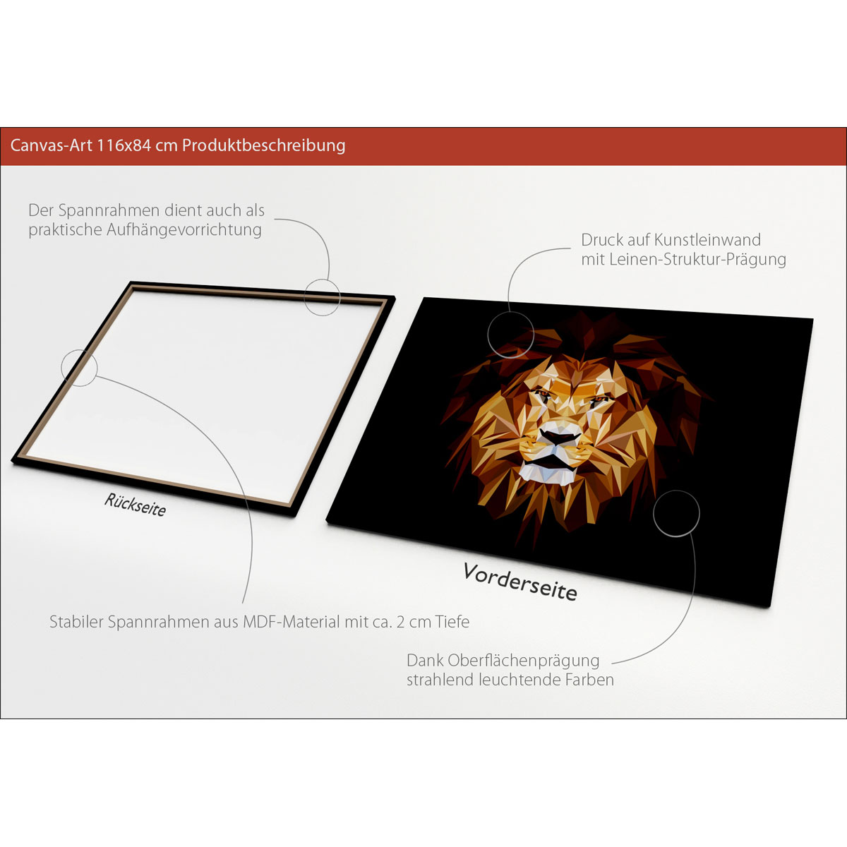 Canvas-Art Löwe abstrakt 90 x 120 cm Bild 3