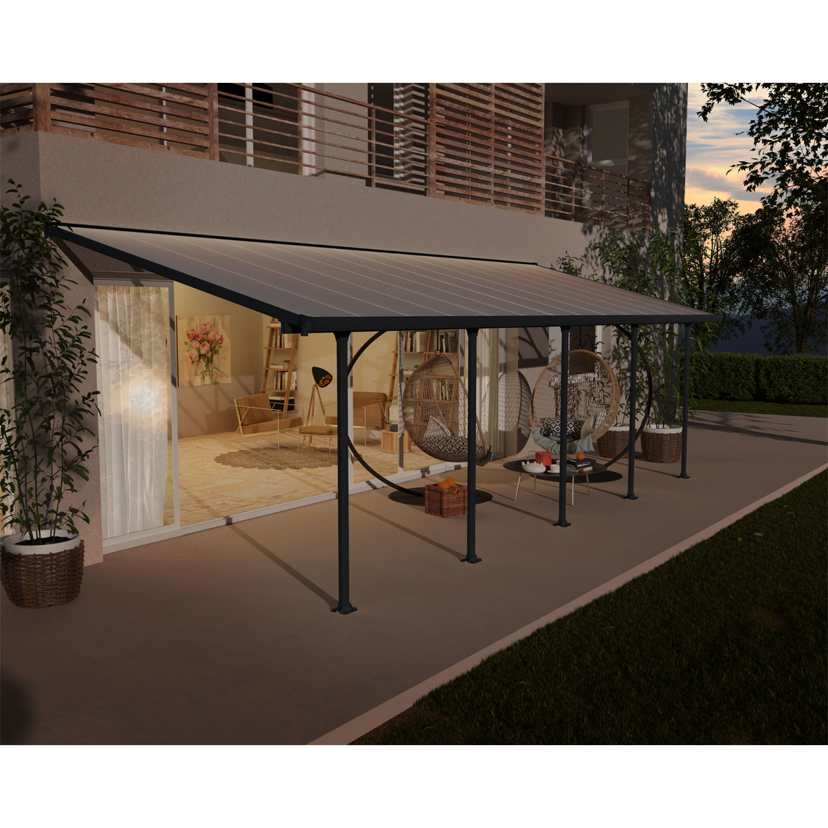Terrassenueberdachung Feria 3x8.51Alu Grau 294x851cm