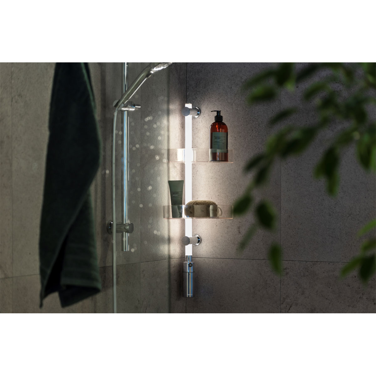 Wenko  LED Duscheckregal 74 cm LED-Duschstange mit Bewegungsmelder und 2 Ablagen Bild 12