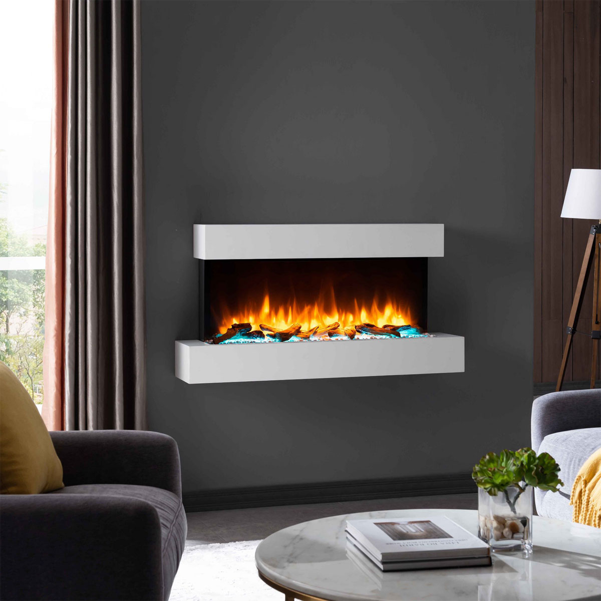 Richen Elektro-Wandkamin „Ignis“ 57,3x110x25 cm, Weiß Bild 5