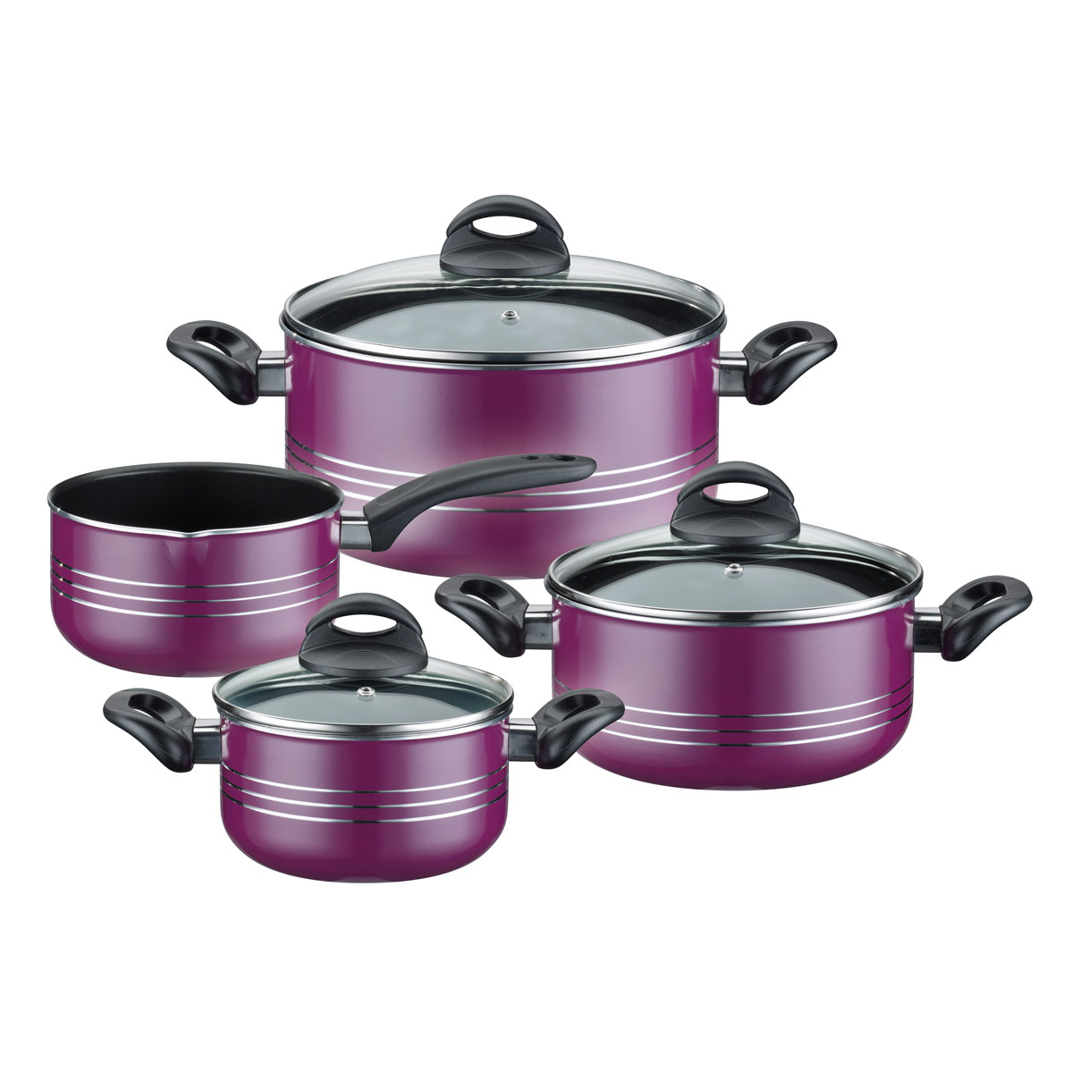 GSW Kochtopf-Set Milano Color 4-tlg. lila Glasdeckel