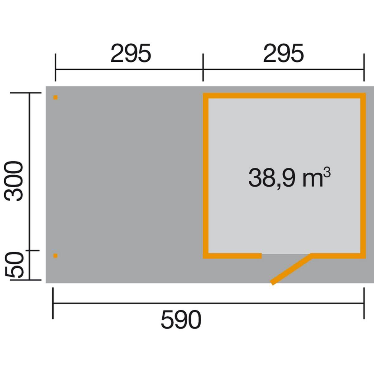 Weka Designhaus Line 172 B mit Anbau 300 cm 590 x 300 x 226 cm grau Bild 2