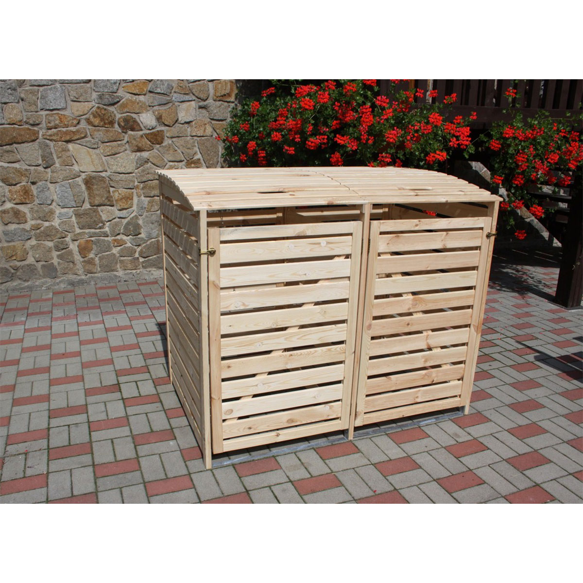 Promadino Mülltonnenbox Vario III für 2 Tonnen natur