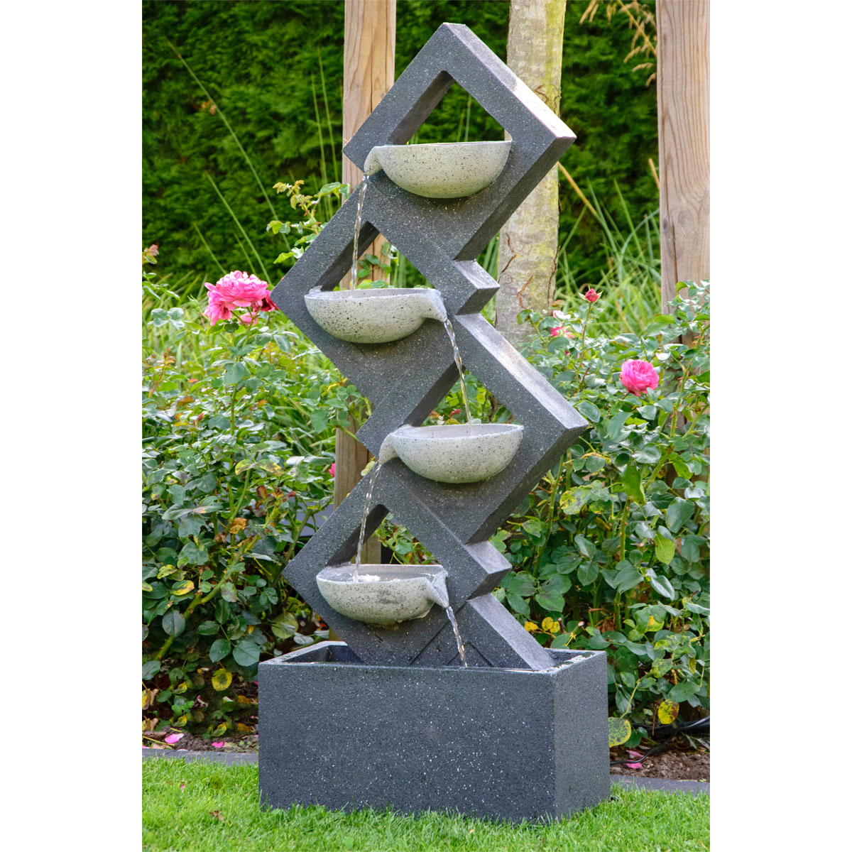 dobar XL Design-Gartenbrunnen mit LEDs 20,5 x 100,5 x 41,5 cm grau Bild 4