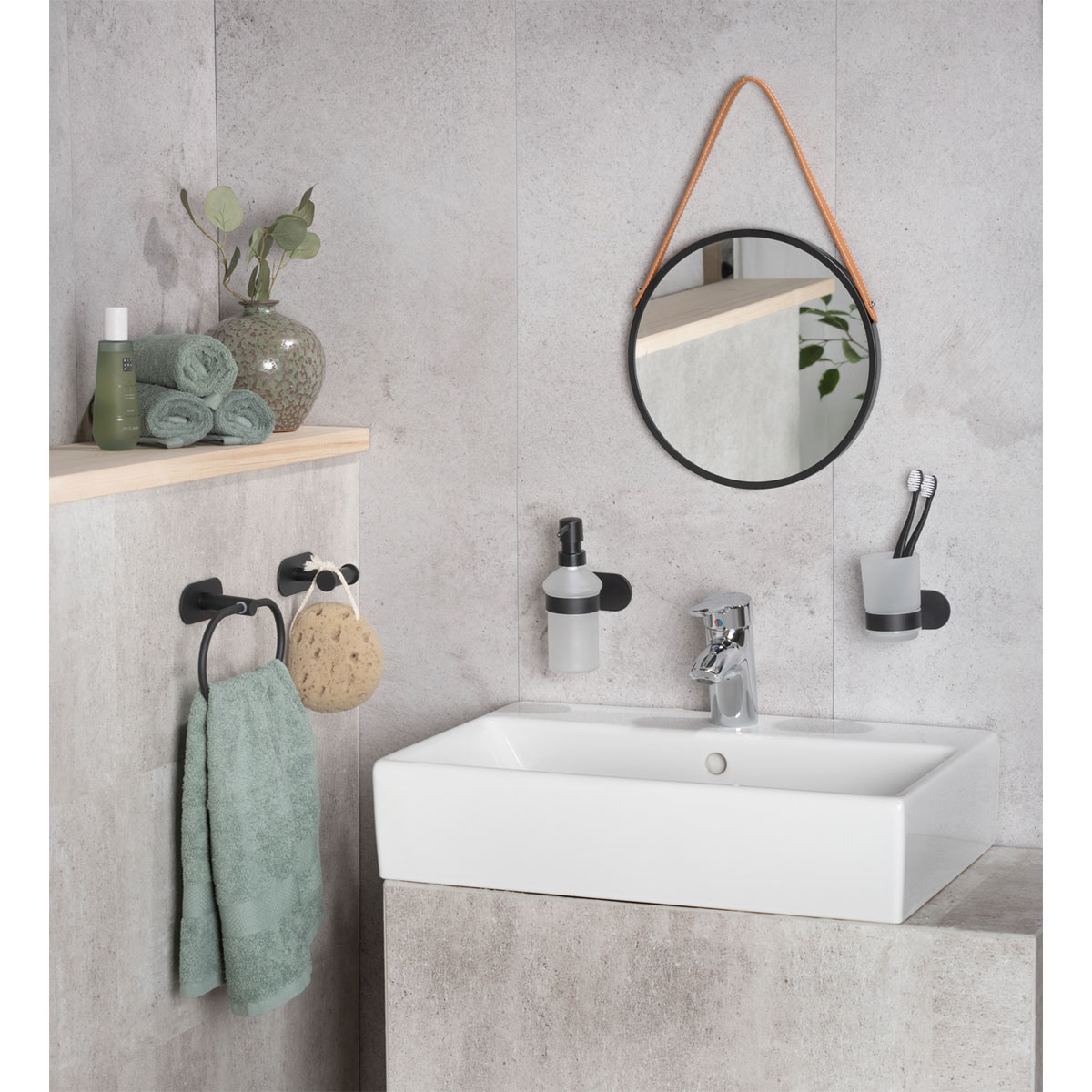 Wenko  Turbo-Loc Edelstahl Zahnputzbecherhalter Uno Orea Black Matt Zahnbürstenhalter Befestigen ohne bohren Bild 8