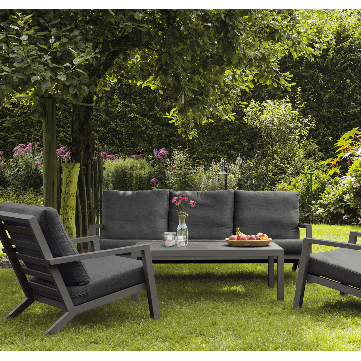 Siena Garden Lounge 3er-Sofa Belia 210 x 81 x 91 cm matt anthrazit/grau Bild 4