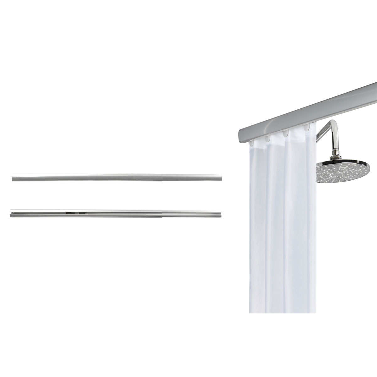 Wenko  Teleskop-Duschschiene Era Chrom 75-125 cm Duschvorhangschiene Bild 2