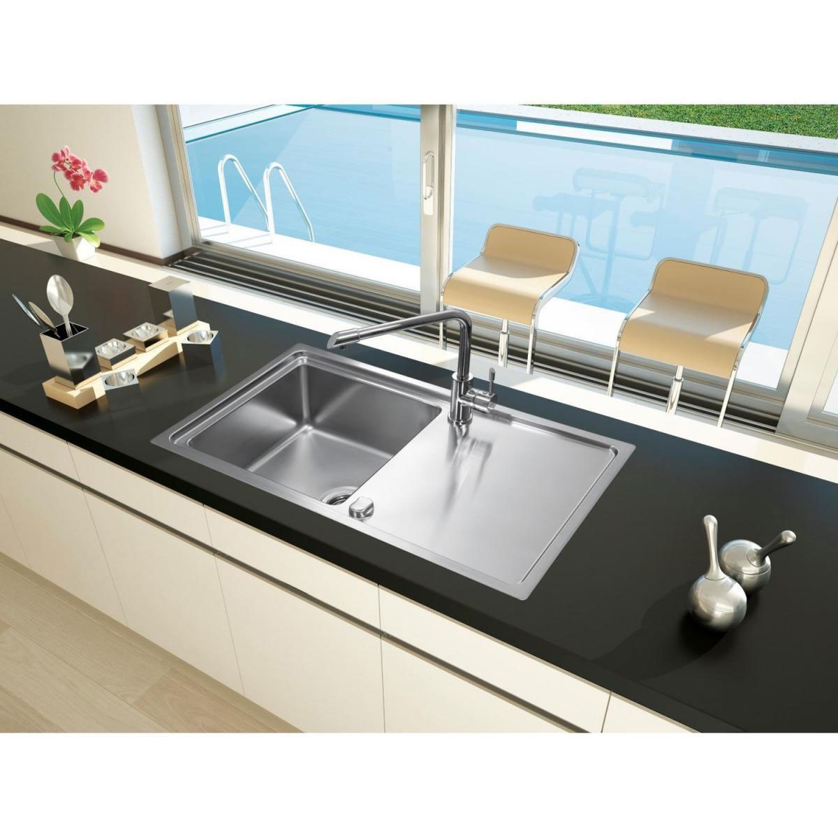 Respekta Chicago Edelstahlspüle CHICAGO86X50 86 x 50 cm Bild 2