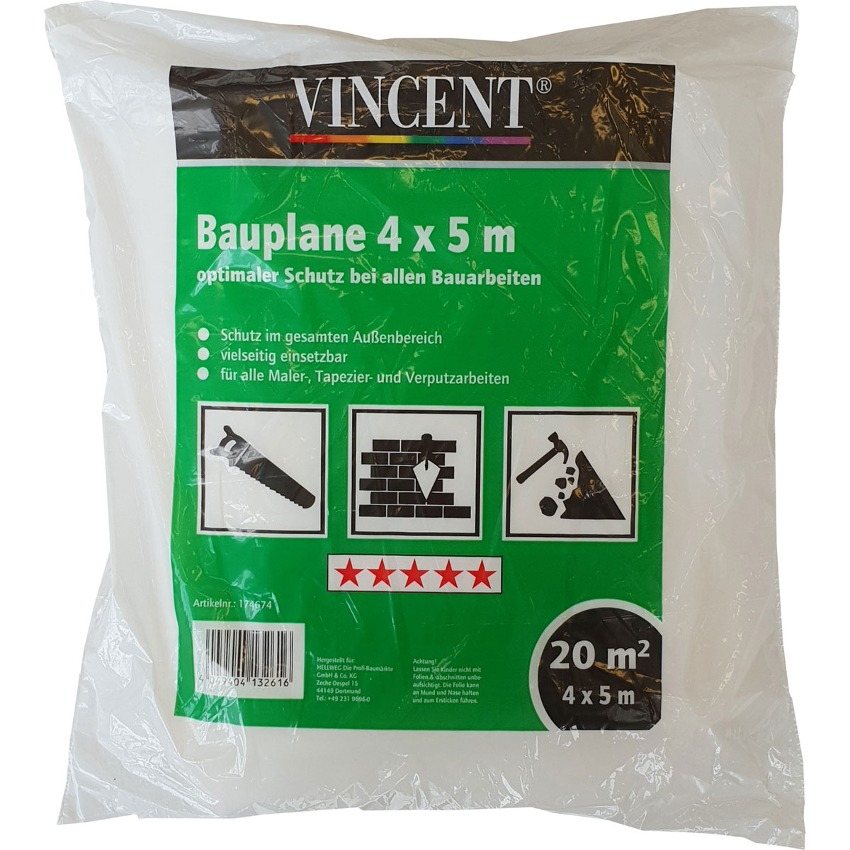 Vincent Profi Bauplane 4 x 5 m transparent