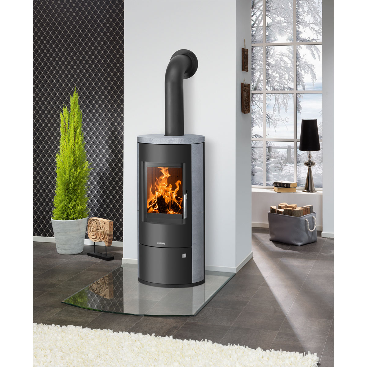 Kaminofen Austin 7 Stahl SchwarzSpeckstein Bild 2