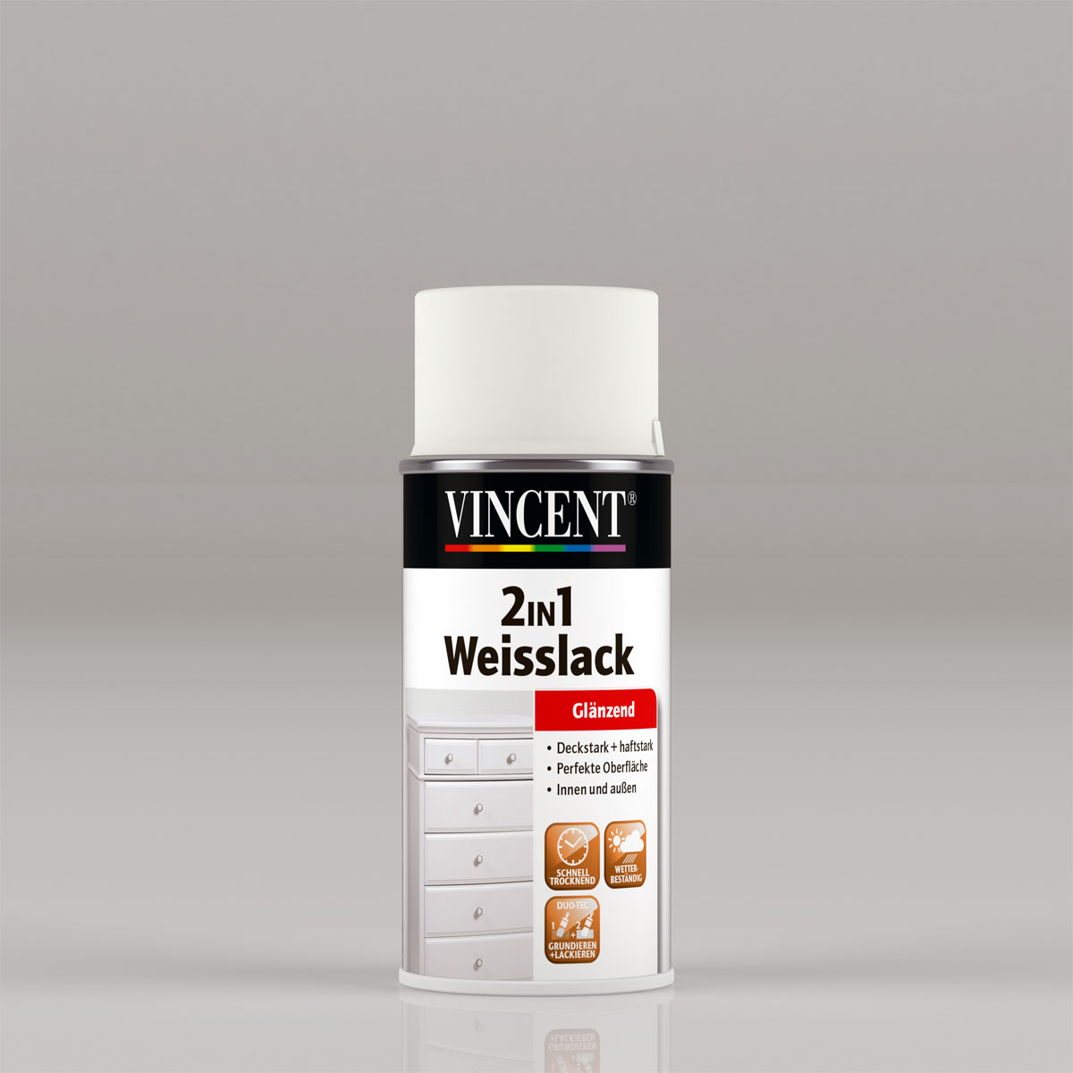 Vincent 2in1 Weißlack RAL 9003 signalweiß glänzend 150 ml