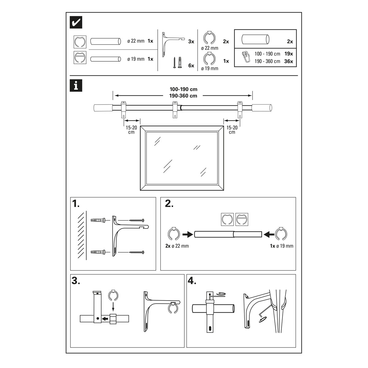 Gardinia Gardinenstange Paros Durchmesser 22/19 mm silber 190-360 cm Bild 4