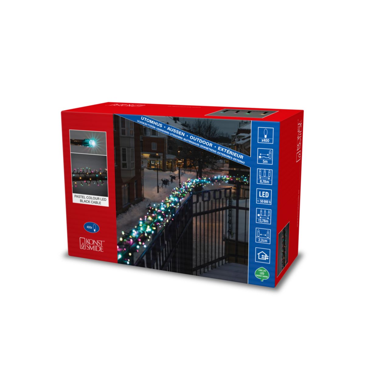 Konstsmide LED Minilichterkette mit 400 bonbonfarben LEDs