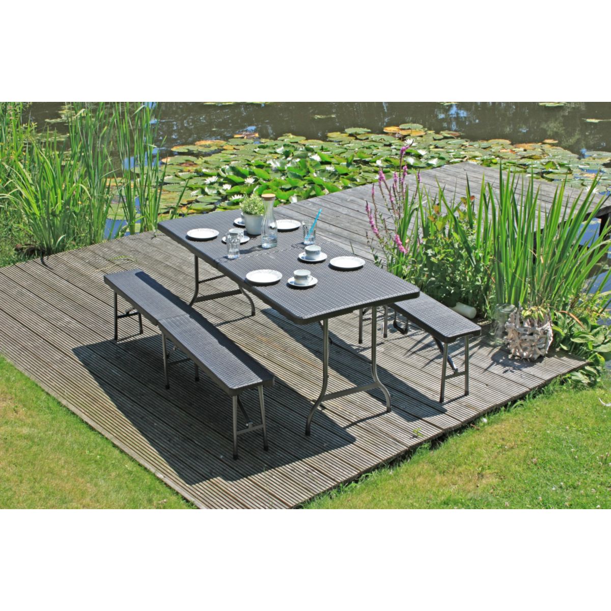 Garden Pleasure Tisch-Set VENTANA, 3-teilig Stahl / Kunststoff HDPE, schwarz Bild 7