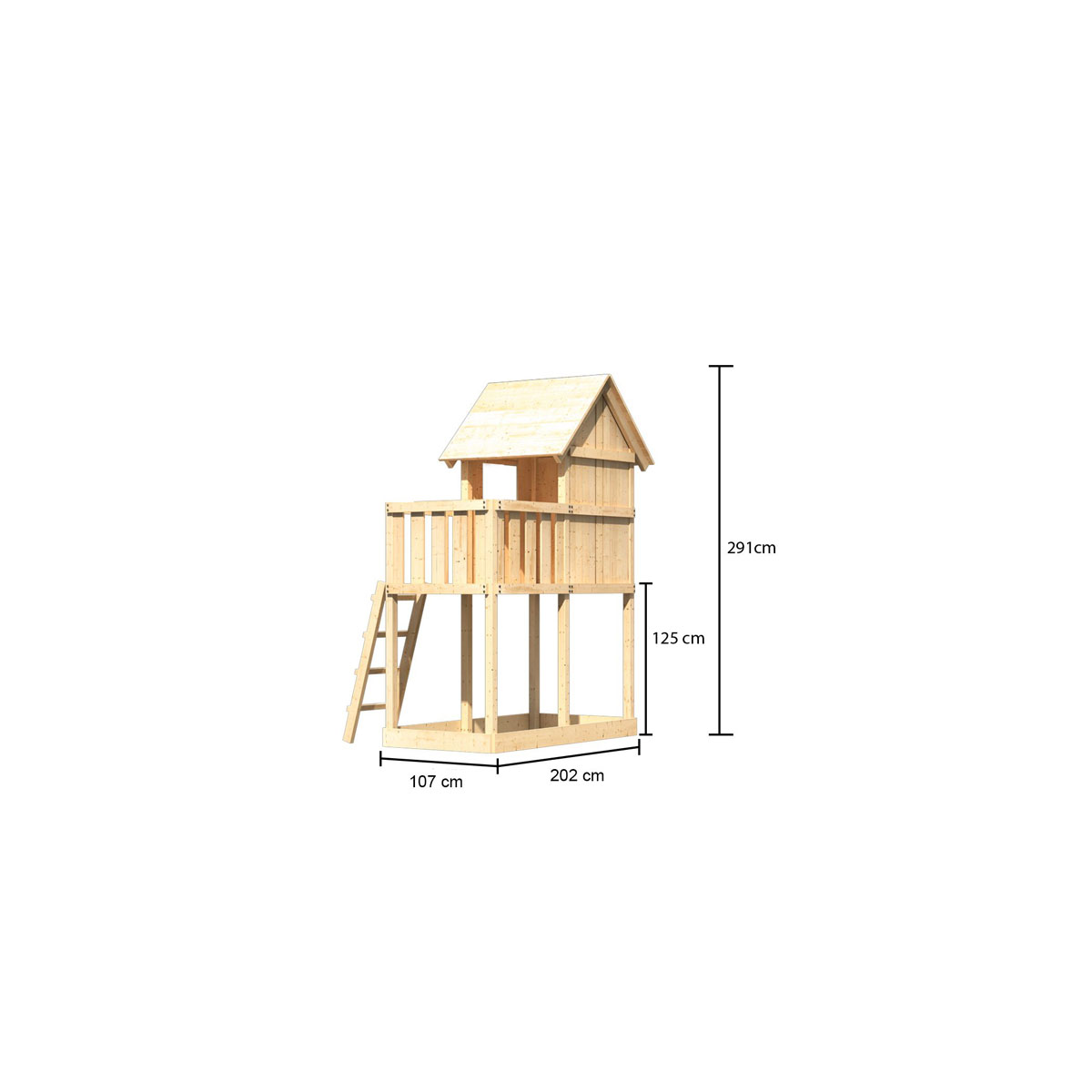 Karibu Spielturm Frieda naturbelassen mit Anbau inkl Sandkiste Bild 6