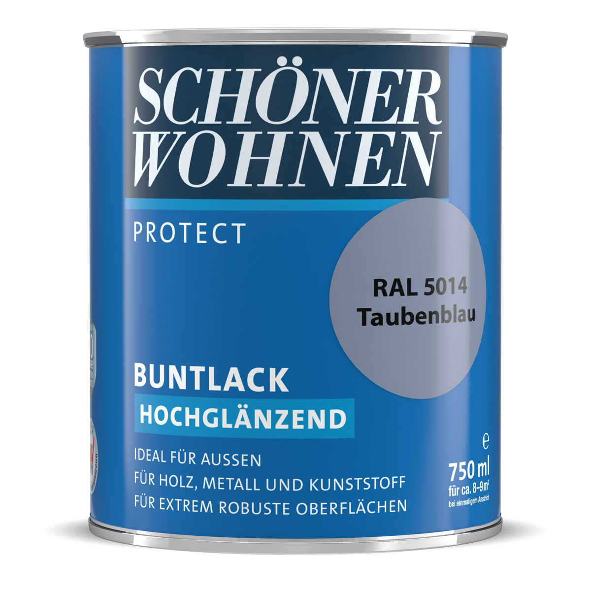 Schöner Wohnen Farbe Buntlack Protect Taubenblau hochglänzend 750 ml