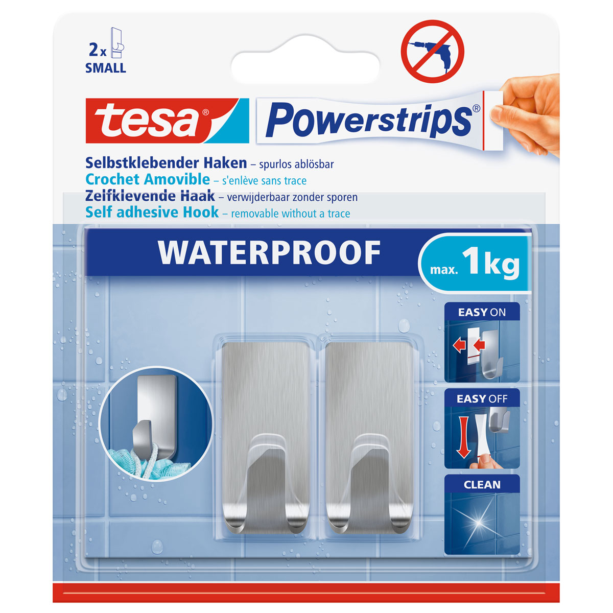 Tesa Haken Powerstrips Waterproof Small Metall