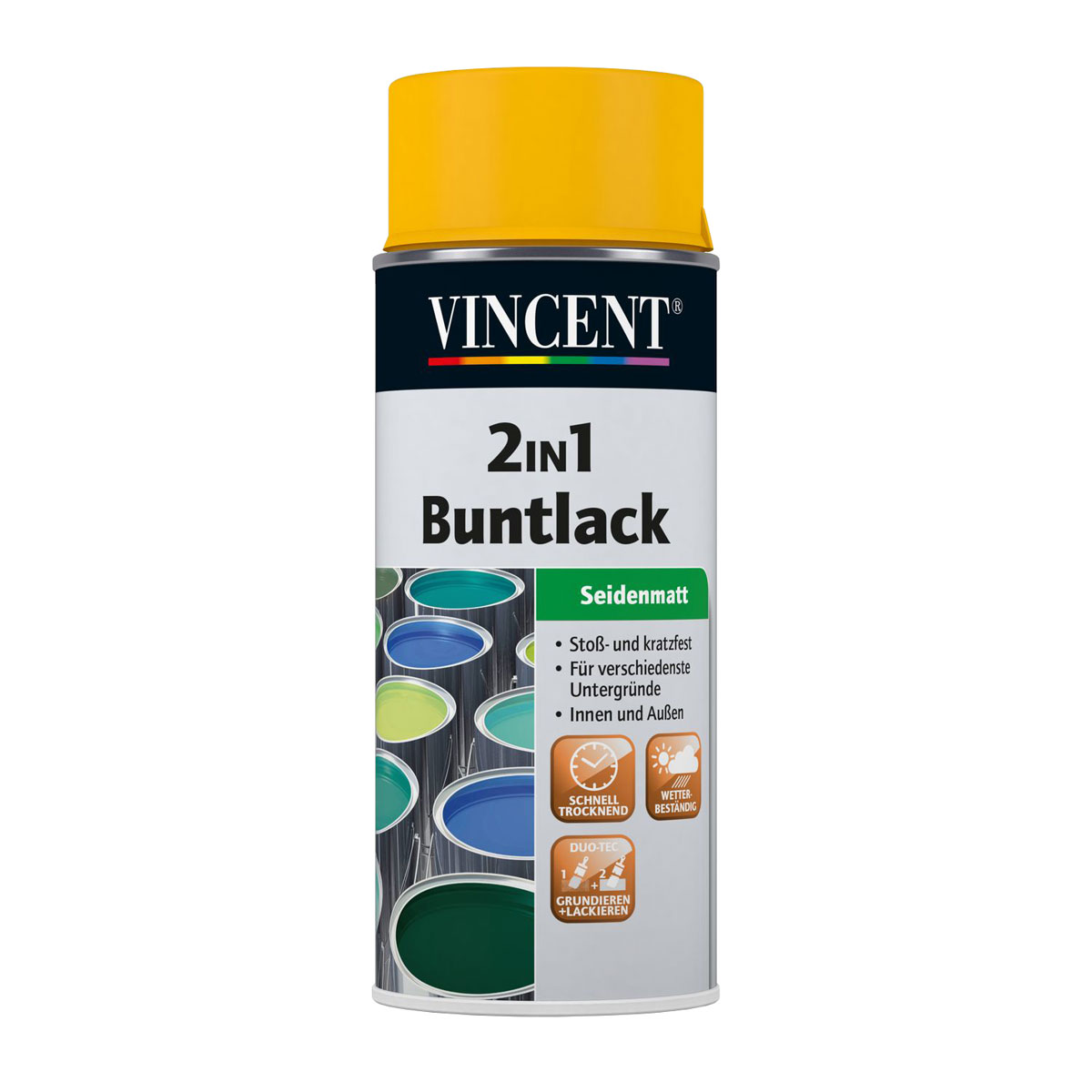 Vincent 2in1 Buntsprühlack Rapsgelb seidenmatt 400 ml