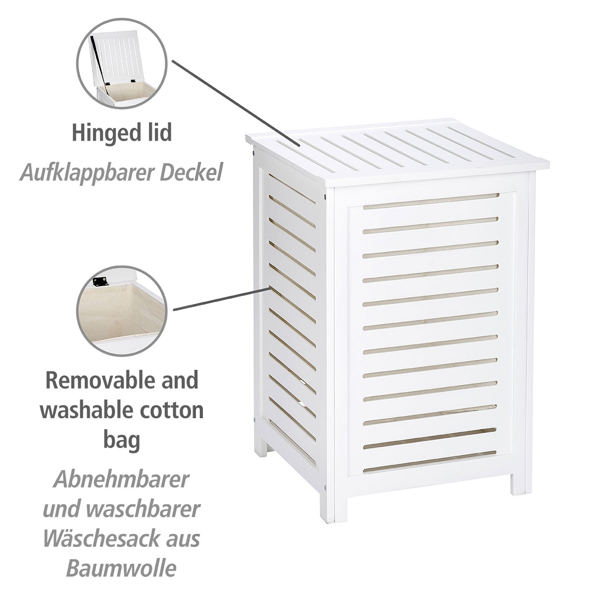 Wenko  Wäschetruhe Oslo aus Echtholz Wäschesammler massiv Bild 2