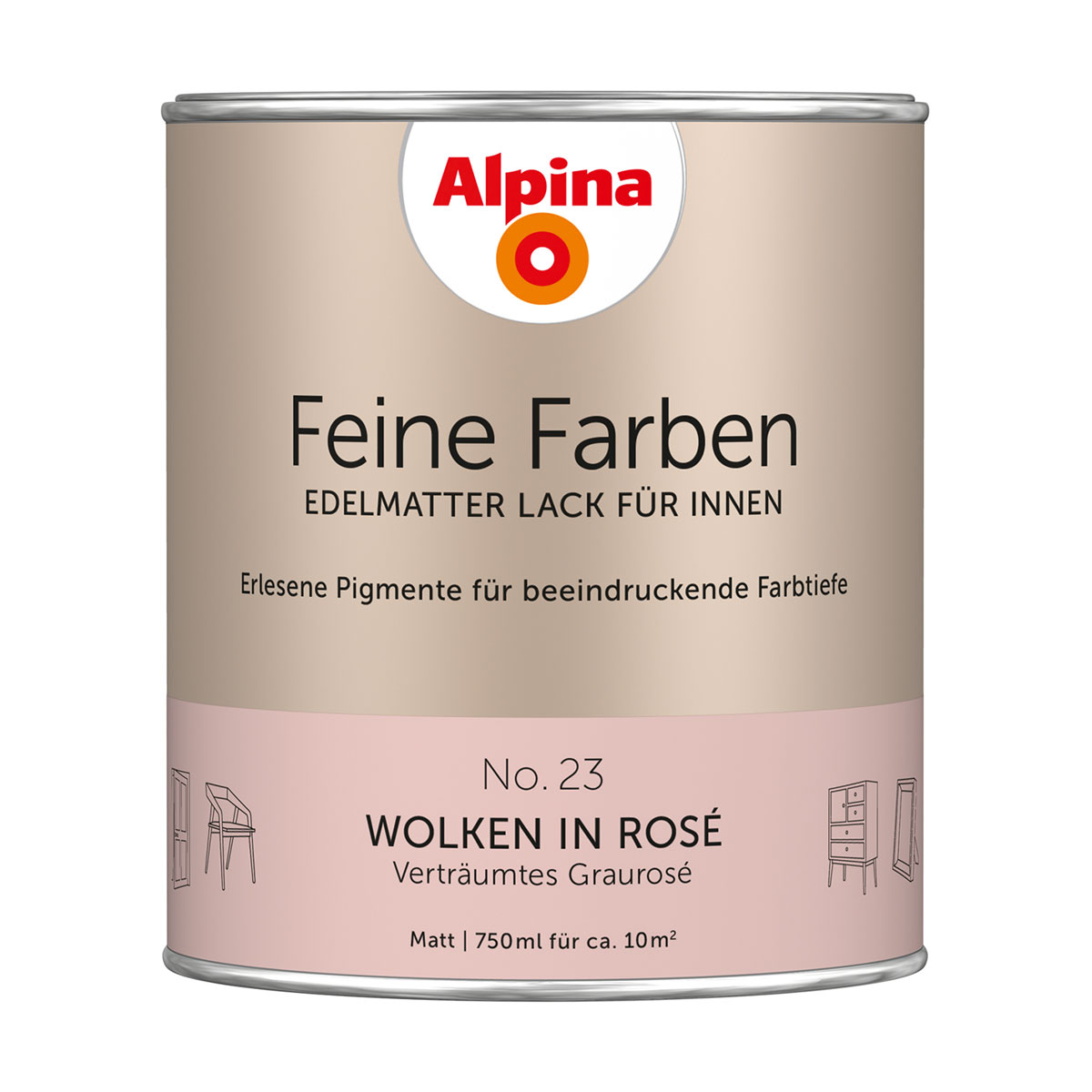Alpina  Buntlack Feine Farben Lack No 23 Wolken in Rosé edelmatt 750ml