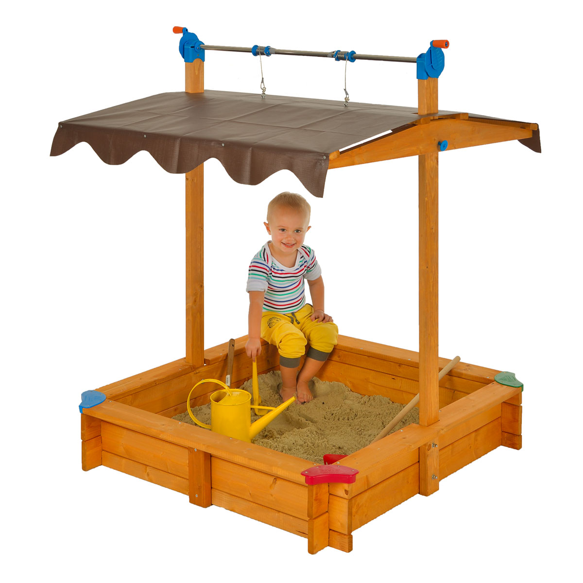 Gaspo Sandkasten Felix 100 x 100 x 120 cm impraegniertes Fichtenholz absenkbares Dach Bild 2