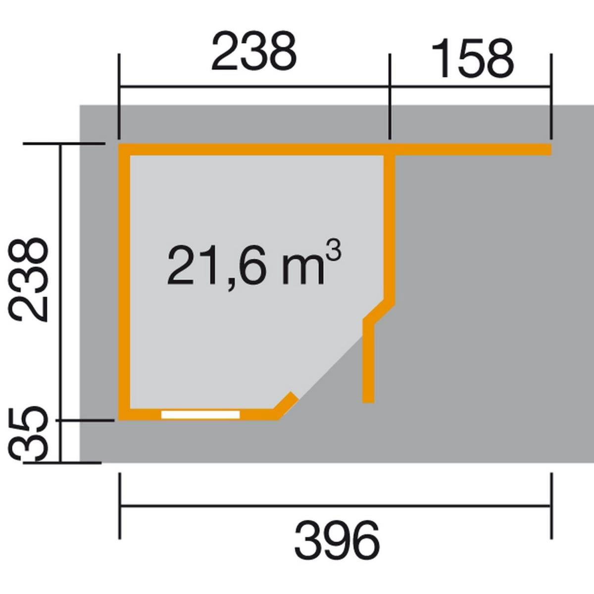 Weka Designhaus 213 A mit Anbau 150 cm 5-Eck 442 x 278 x 237 cm schwarz Bild 2