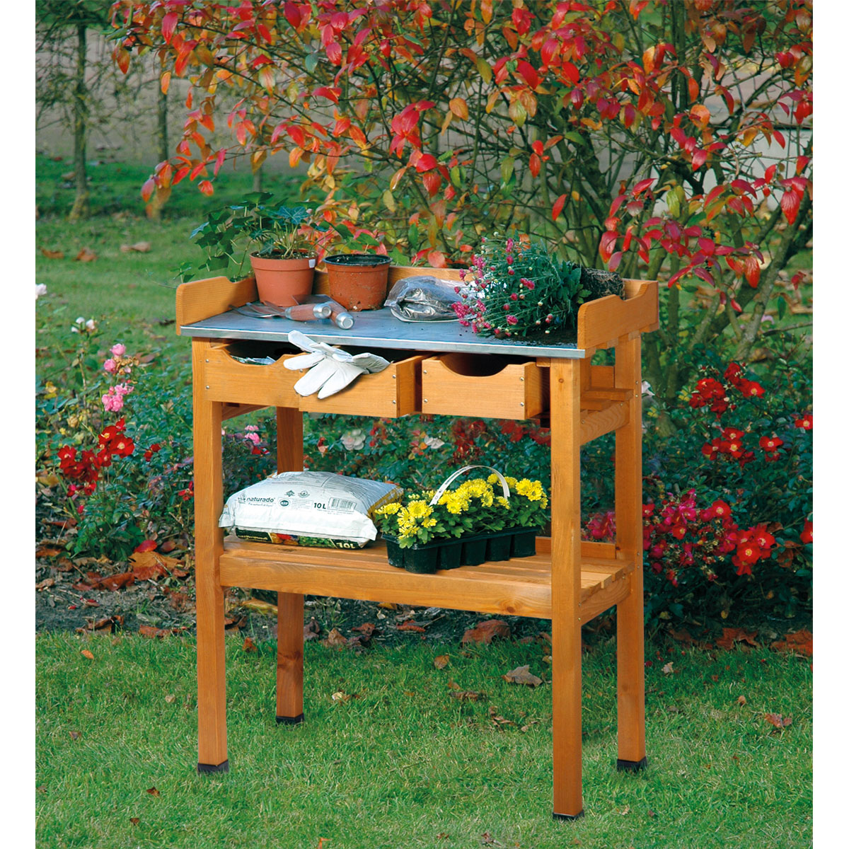 dobar Pflanztisch 40 x 90 x 80 cm braun Bild 2