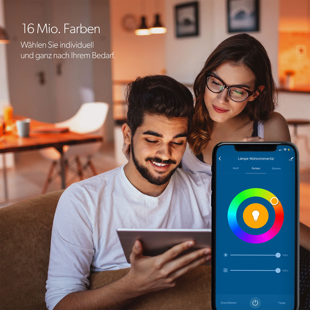 Unitec WIFI LED-Leuchtmittel Smart GU10 3,5W RGB CCT dimmbar Bild 5