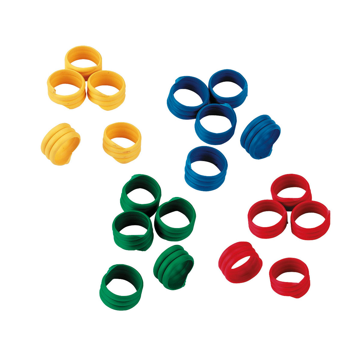 Spiralring-Set rot/grün/blau/gelb 100 Stück 1,2 cm
