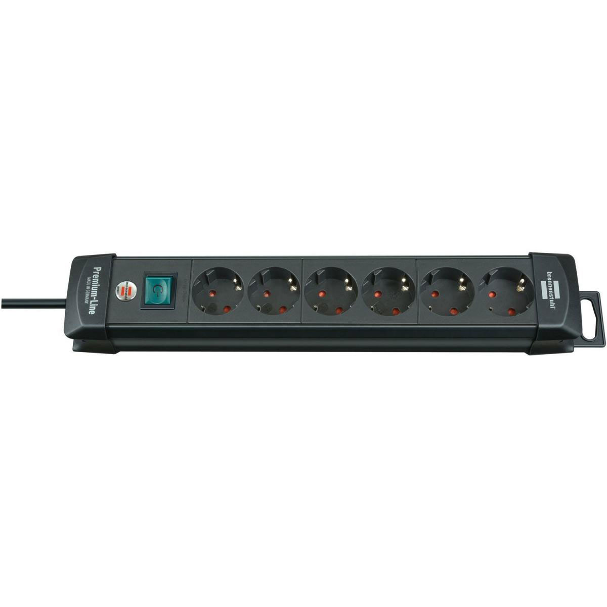 Premium-Line 6fach schwarz DE3m H05VV-F3G1,5 mit Schalter