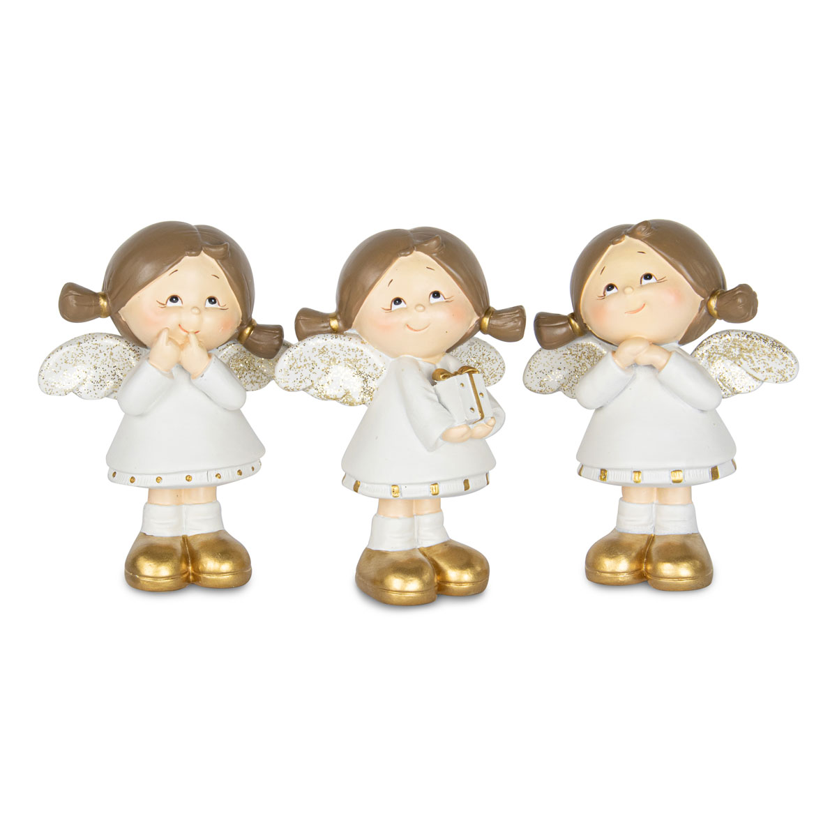 Dekofigur Engel 3 Motive 6,8 x 4,3 x 9 cm weiß