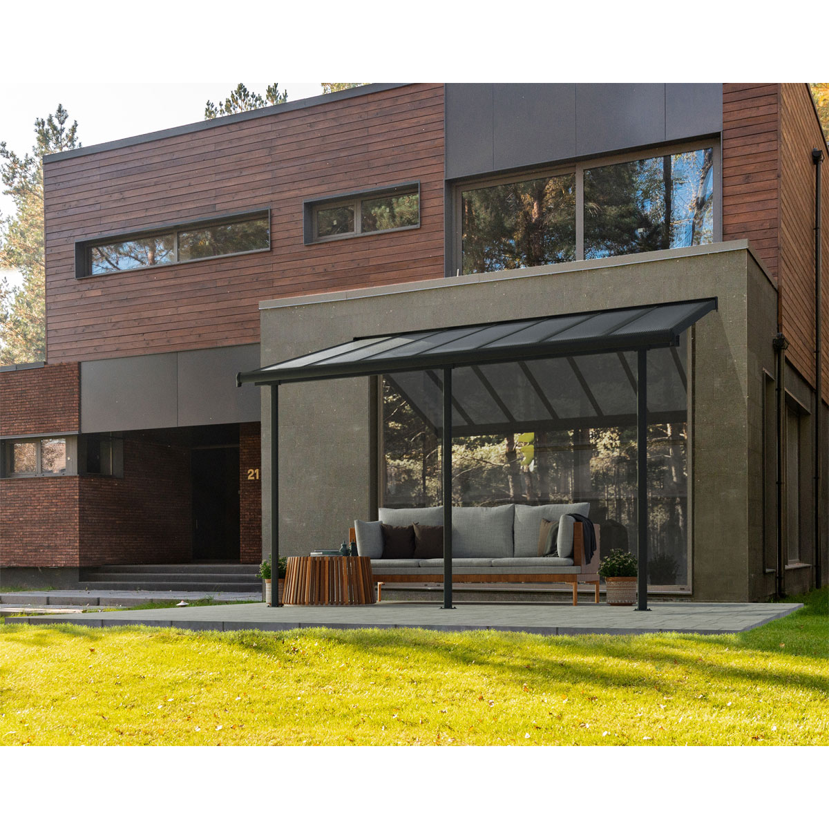 Palram Canopia Sierra Alu Terrassenüberdachung Polycarbonat 3x4,25 m grau Bild 3