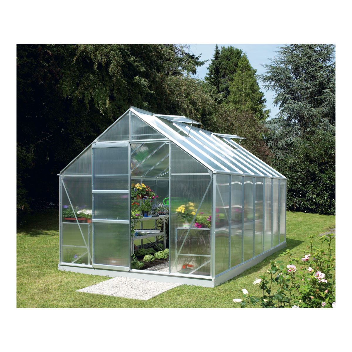Vitavia Gewächshaus Merkur 11500 11,5m² 4 mm Hohlkammerplatten silber Bild 2
