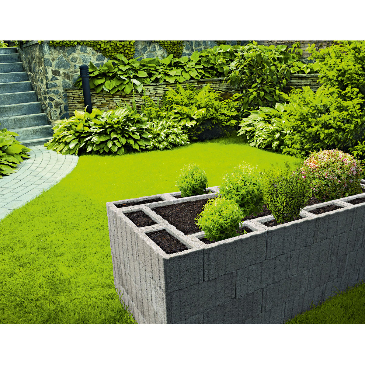 Lusit  Pflanzstein Bambinoflor anthrazit 40 x 20 x 20 cm Bild 2