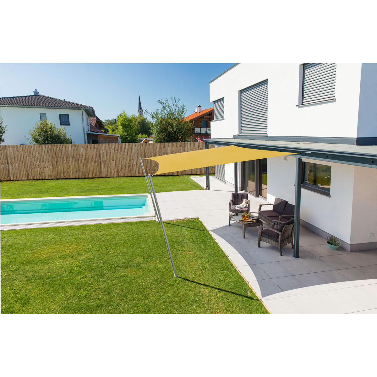 Viereck-Segel Cannes 4 x 4 m gelb Bild 3