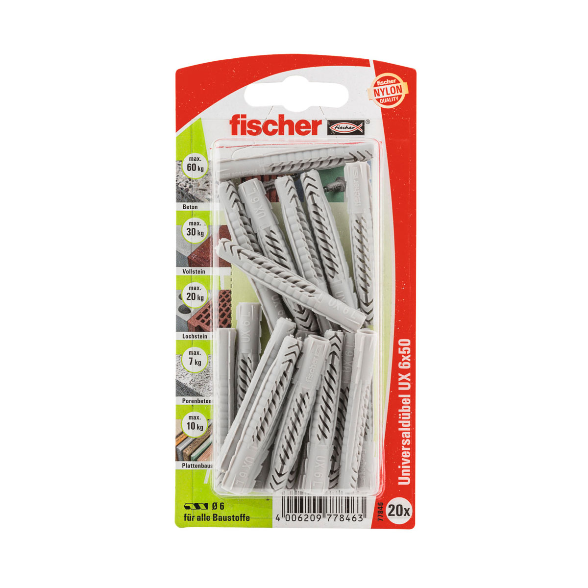 Fischer  Universaldübel UX 6 x 50 mm 20 Stück